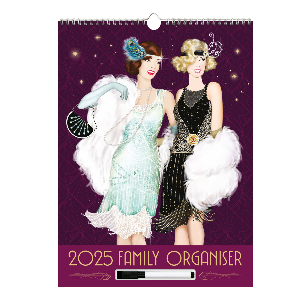 Claire Coxon Art Deco 2025 Family Organiser Wall Calendar