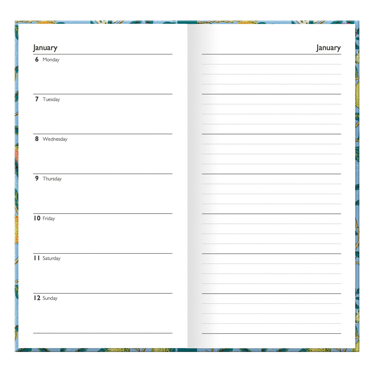 William Morris 2025 Slim Weekly View Diary