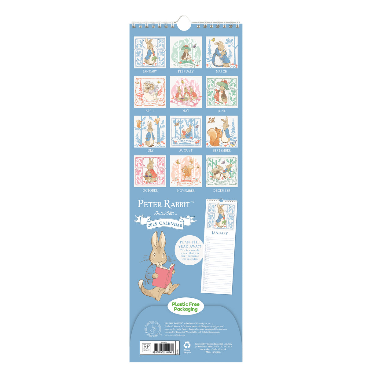 Peter Rabbit 2025 Slim Wall Calendar