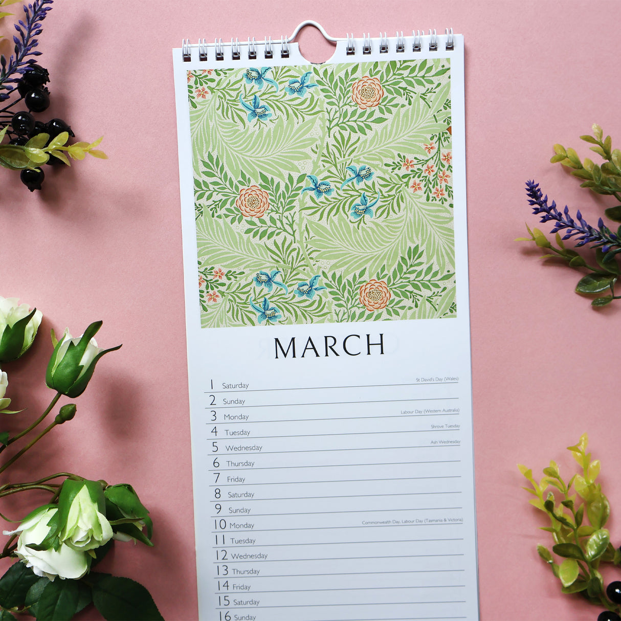 William Morris 2025 Slim Wall Calendar