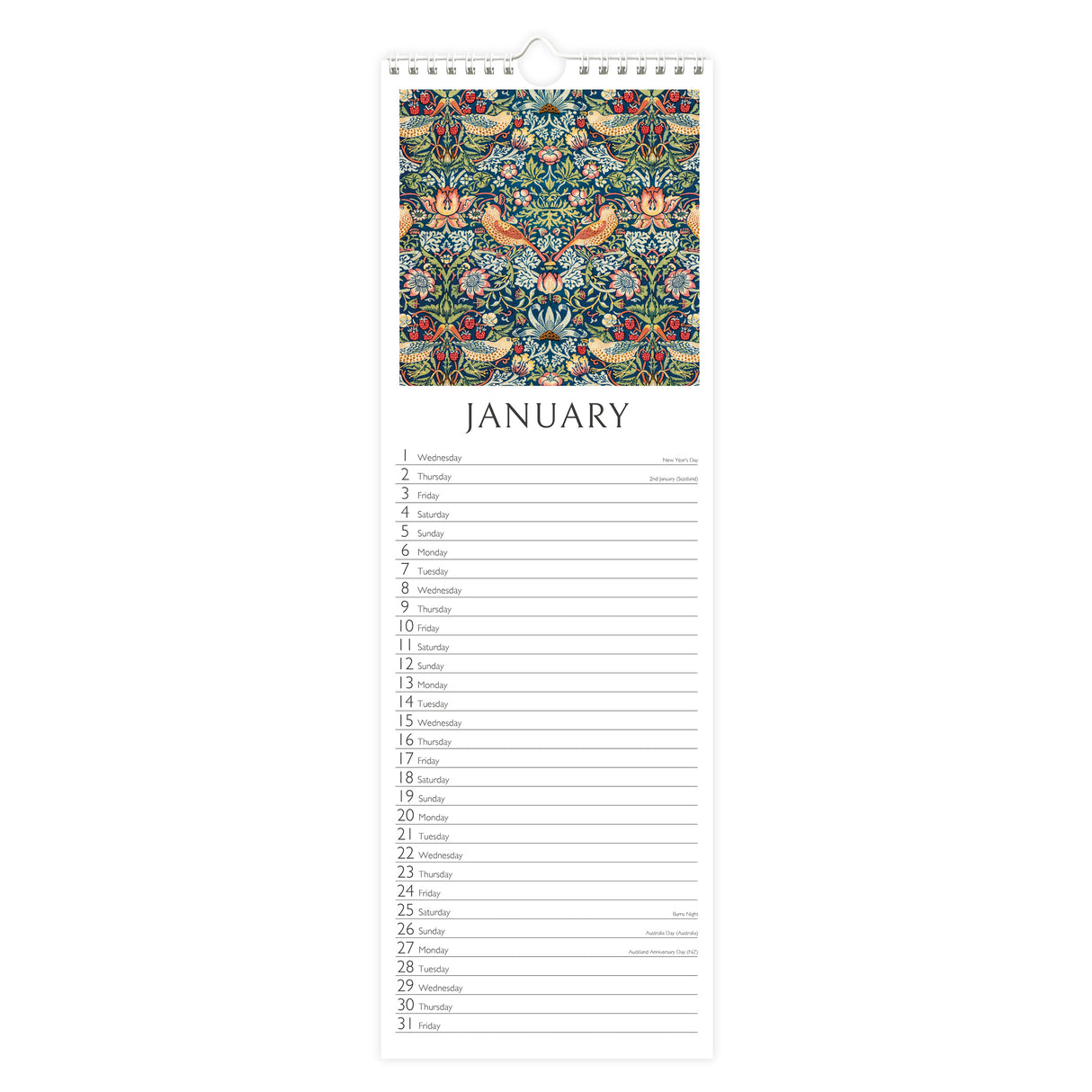 William Morris 2025 Slim Wall Calendar