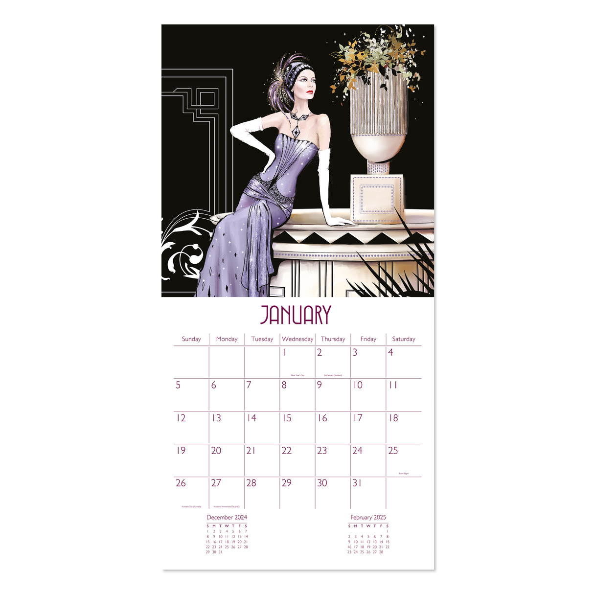 Claire Coxon Art Deco 2025 Square Wall Calendar