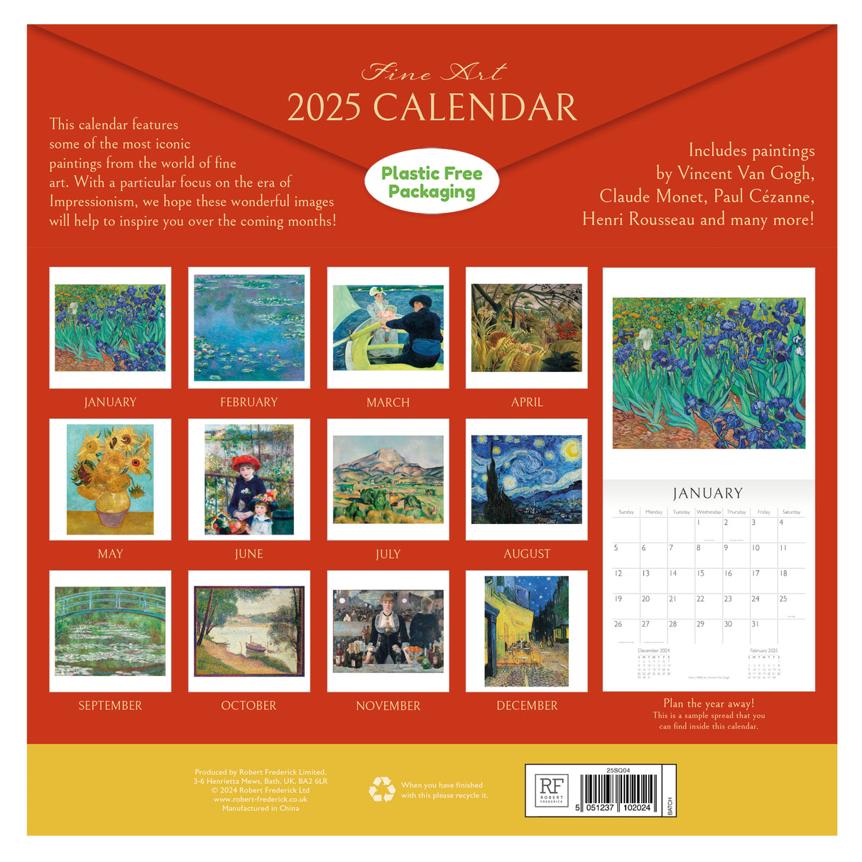 Fine Art 2025 Square Wall Calendar