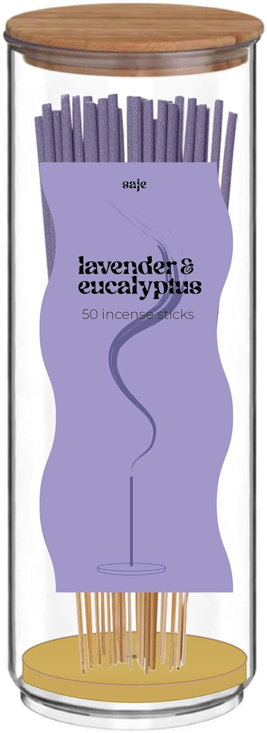 Saje Lavender & Eucalyptus Incense Sticks in Glass Jar