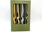 Orange Grove Metallic Twisted Design Dinner Candles In Gift Box Set of Four