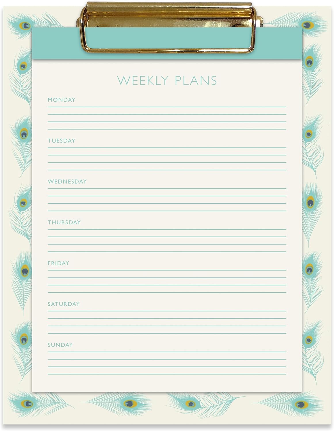 Peacock Feathers Weekly Planner Clipboard & Notepad Set