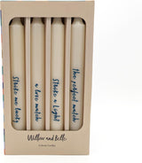 Willow and Belle Quote Design Table Candles In Gift Box Set Of Four