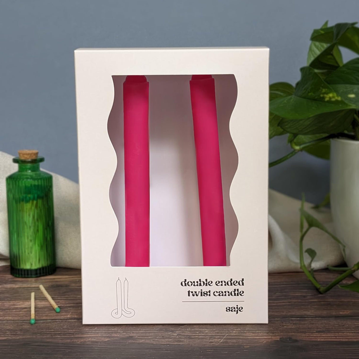 Saje Double Ended Twist Design Table Candle In Gift Box