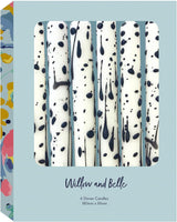 Willow and Belle Paint Splatter Design Table Candles In Gift Box Set Of Six