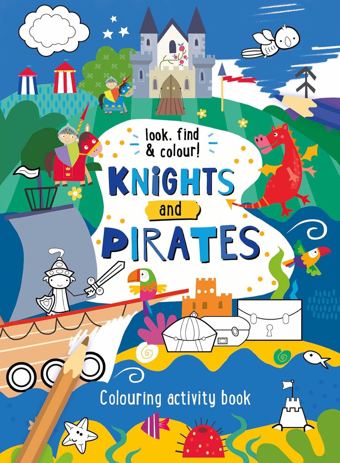 Look, Find and Colour Activity Book - Knights and Pirates