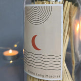 Luxury Extra Long Matches In Stylish Glass Jar - Modern Boho Crescent Moon Design