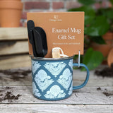 Orange Grove Mini Garden Tools and Enamel Mug Gardening Gift Set - Includes Dibber, Shovel, Seedling Extractor and Nail Brush