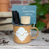 Orange Grove Mini Garden Tools and Enamel Mug Gardening Gift Set - Includes Dibber, Shovel, Seedling Extractor and Pot Tamper