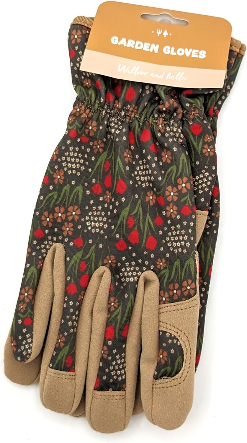 Willow and Belle Outdoor Gardening Gloves - Women's One Size - Padded with Elastic Cuffs