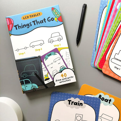 Children’s LCD Tablet & Flashcard Set – Things That Go