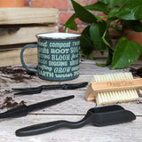 Orange Grove Mini Garden Tools and Enamel Mug Gardening Gift Set - Includes Dibber, Shovel, Seedling Extractor and Nail Brush