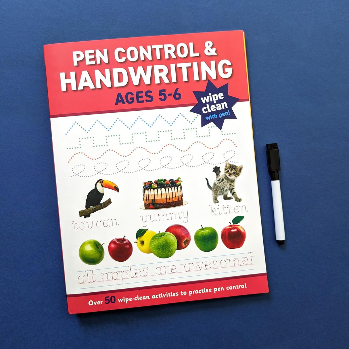 Children's Pen Control & Handwriting Wipe Clean Book & Pen Set – Ages 5 to 6 Years