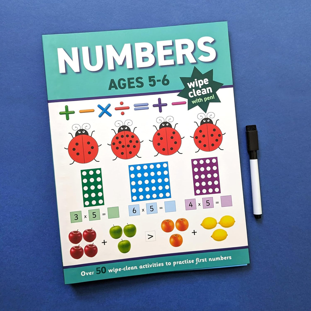 Children's Numbers Wipe Clean Book & Pen Set – Ages 5 to 6 Years