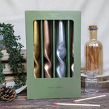 Orange Grove Metallic Twisted Design Dinner Candles In Gift Box Set of Four