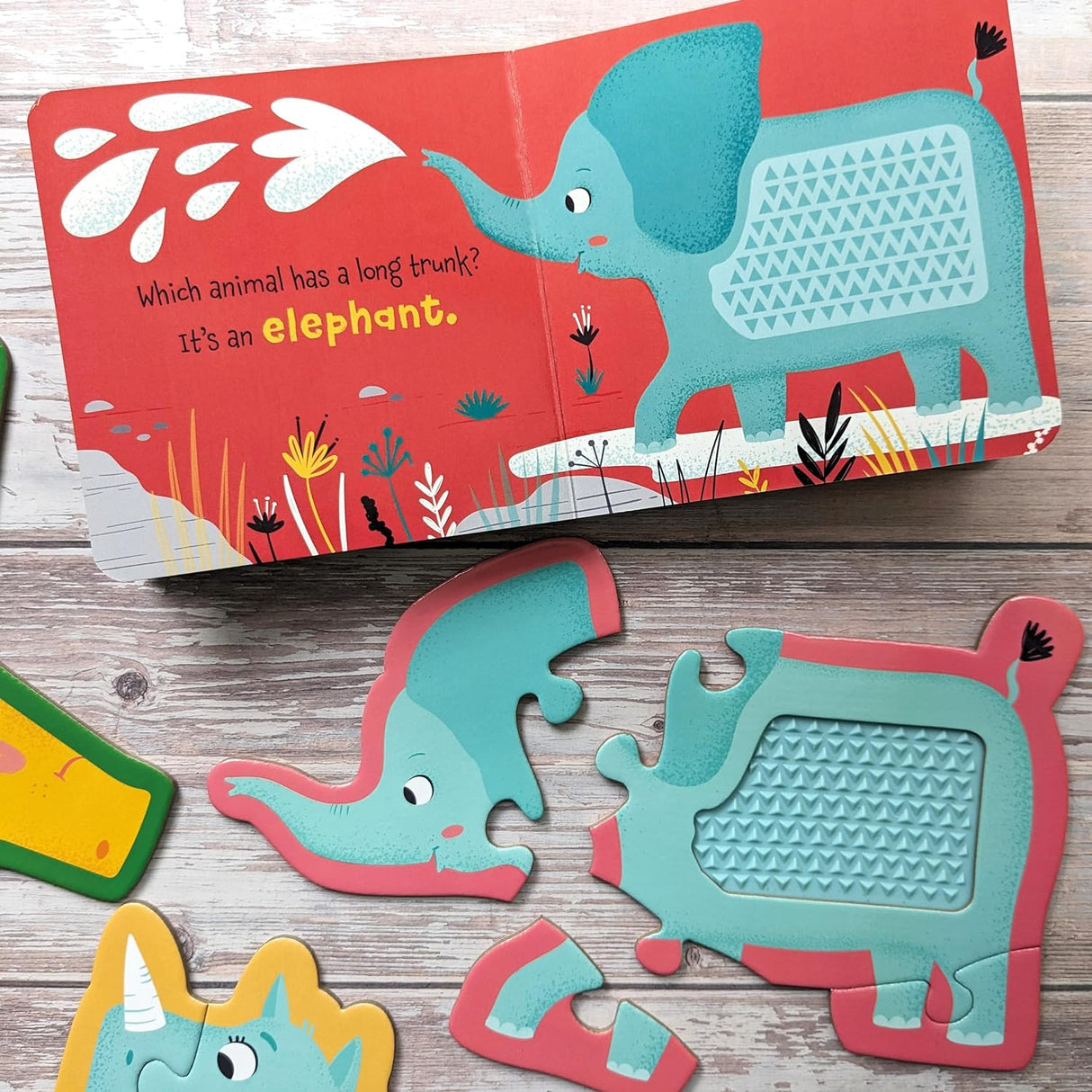 Touch and Feel Puzzle and Board Book Set - Safari - Tactile Fun For Children