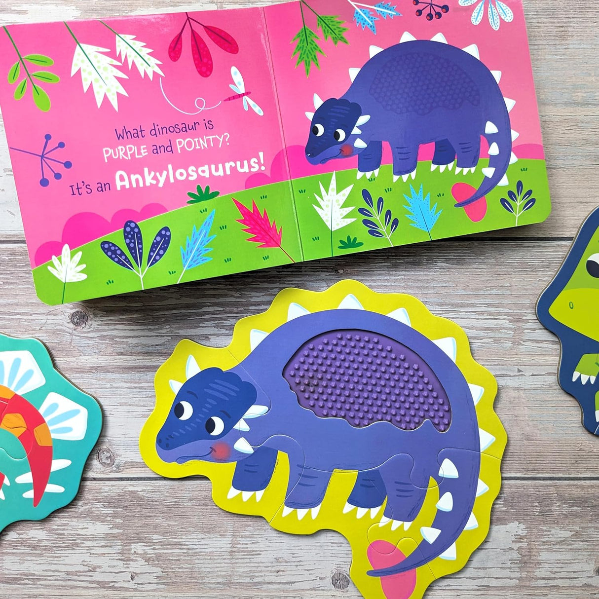 Touch and Feel Puzzle and Board Book Set - Dinosaurs - Tactile Fun For Children