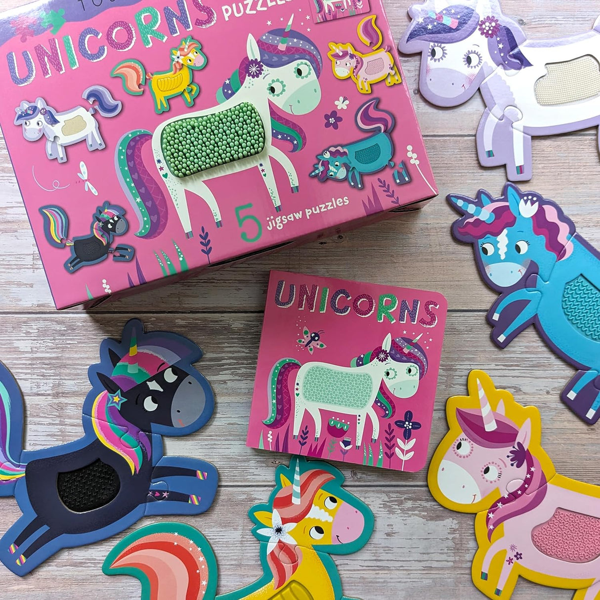 Touch and Feel Puzzle and Board Book Set - Unicorns - Tactile Fun For Children