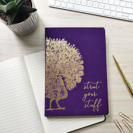 Premium B5 Lined Notebook Journal - Strut Your Stuff Peacock Design