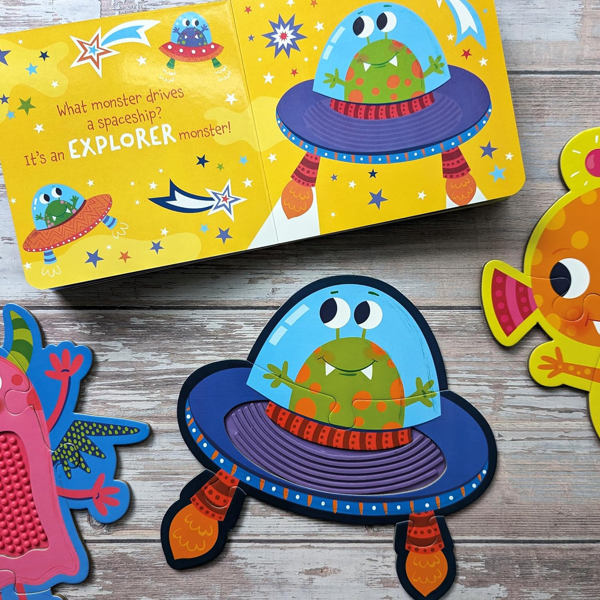 Touch and Feel Puzzle and Board Book Set - Monsters - Tactile Fun For Children