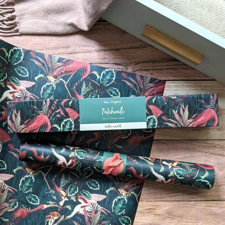 Willow and Belle Scented Drawer Liner - Set of 5 Pathcouli - Jungle Green Design