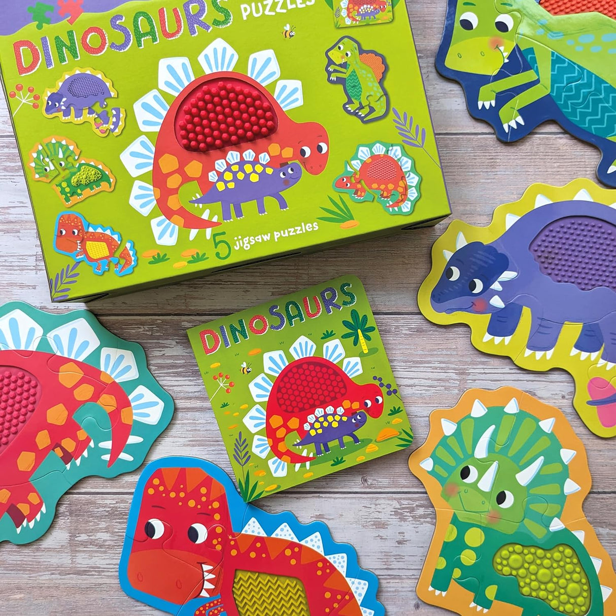 Touch and Feel Puzzle and Board Book Set - Dinosaurs - Tactile Fun For Children