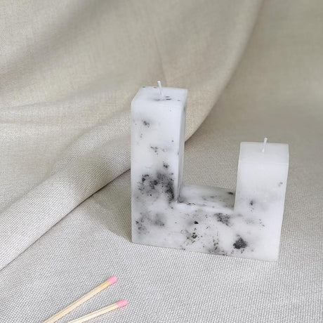 Elysian Marble Design Table Candle In Gift Box