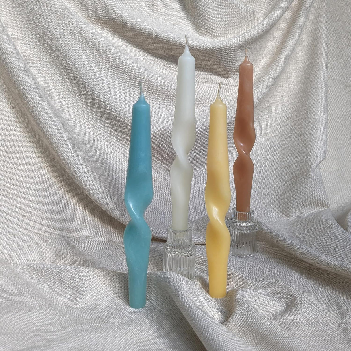 Orange Grove Twisted Design Dinner Candles In Gift Box Set Of Four