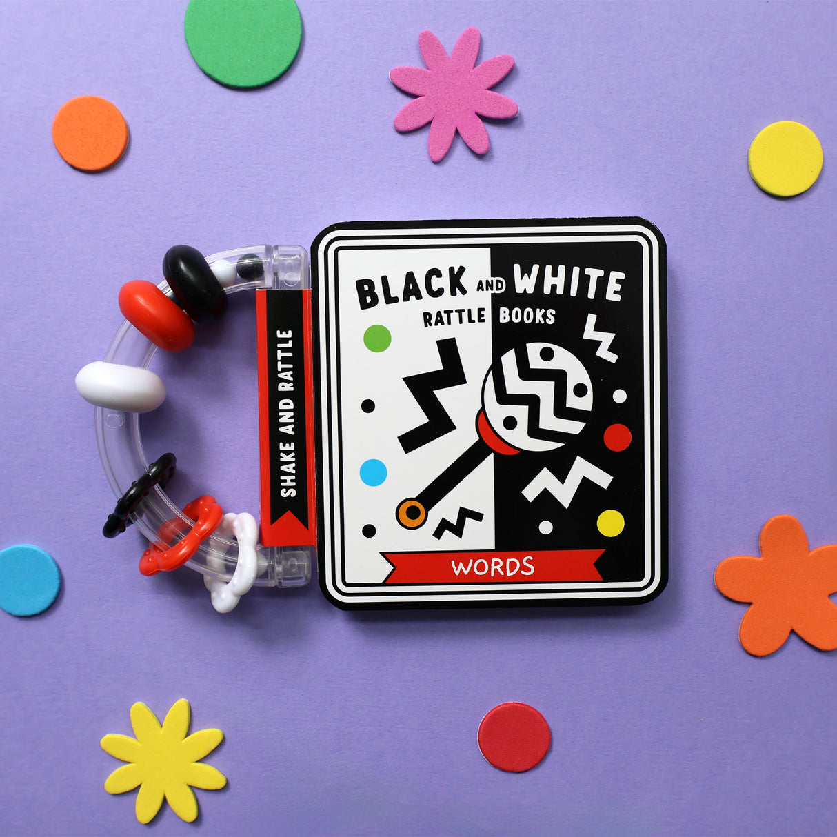 Words - Children's Black & White Rattle Book