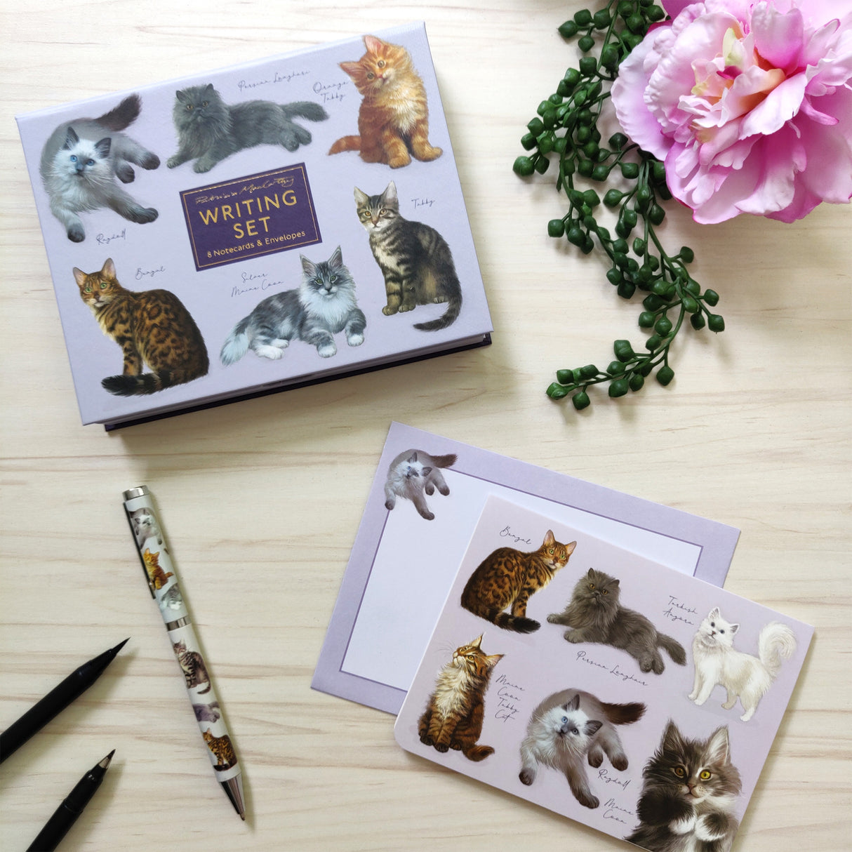 Patricia MacCarthy Notecards and Envelope Set - Cat Design