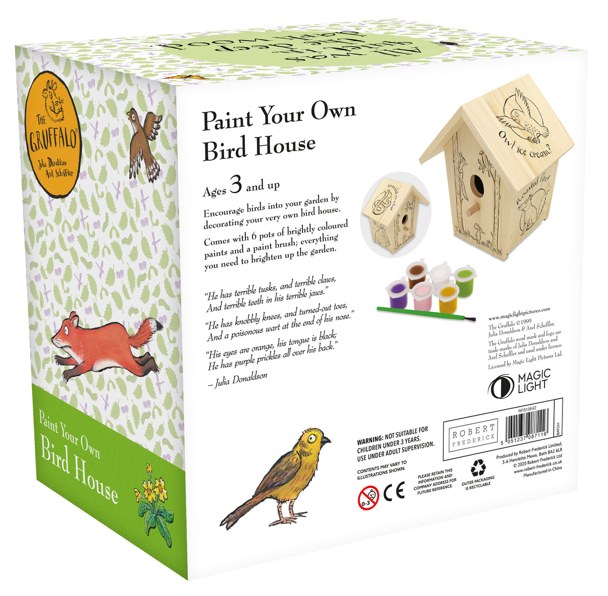 The Gruffalo Paint Your Own Bird House - Children's Craft Kit with Paints