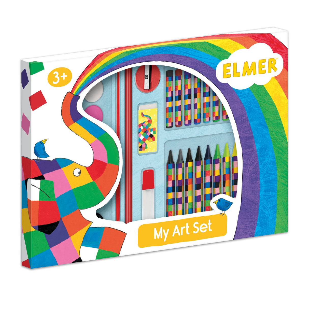 Elmer Children's 42 Piece Art Set - For Ages 3 to 8 Years - Includes Paints and Crayons