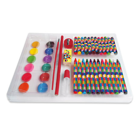 Elmer Children's 42 Piece Art Set - For Ages 3 to 8 Years - Includes Paints and Crayons