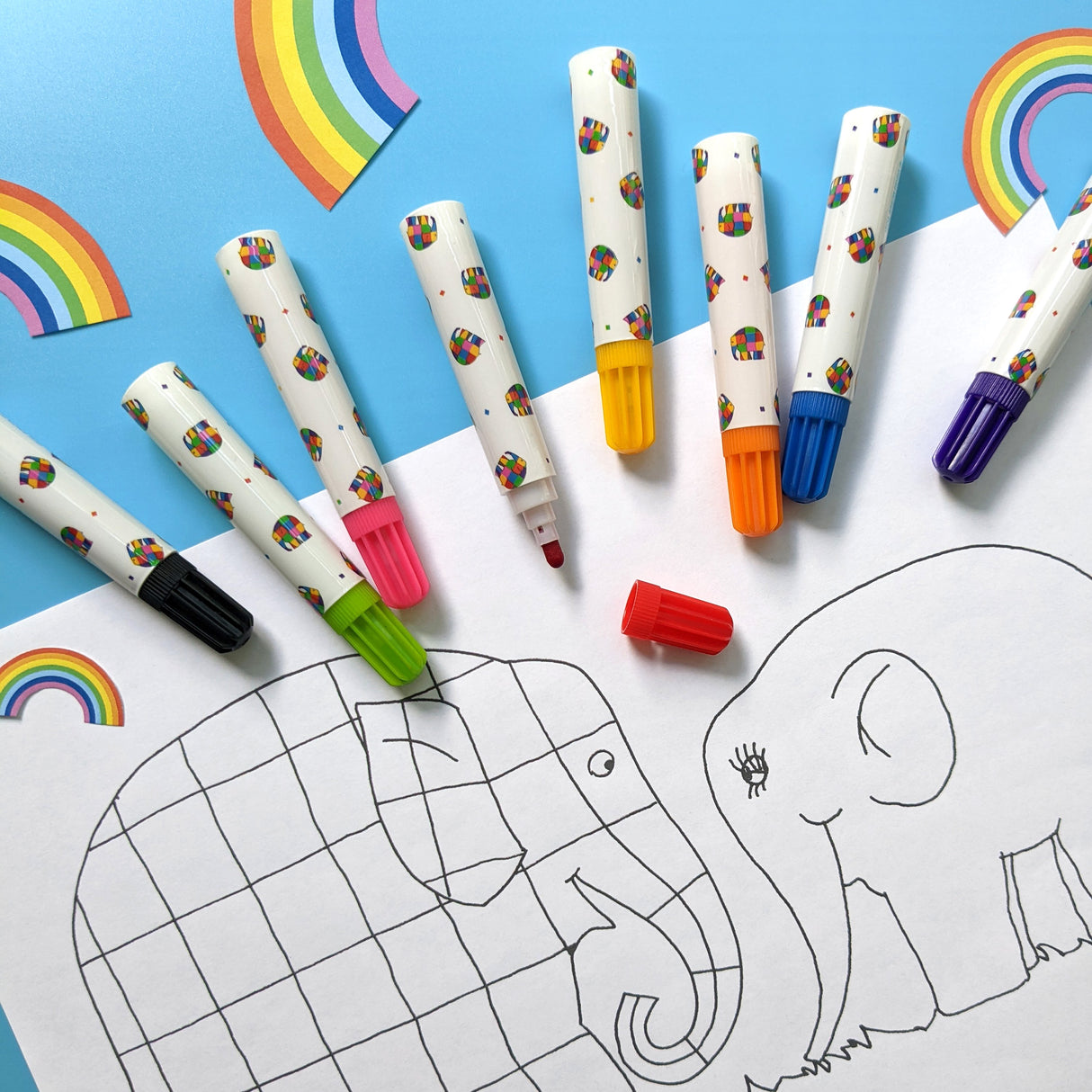 Elmer Set of 8 Jumbo Marker Pens for Children