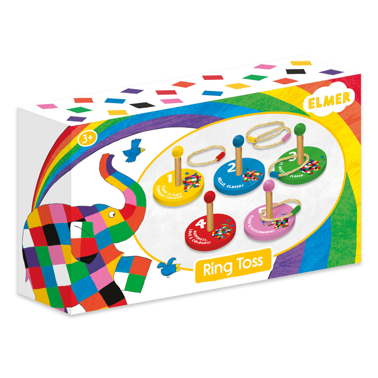 Elmer Children's Wooden Ring Toss Set - Fun For All The Family