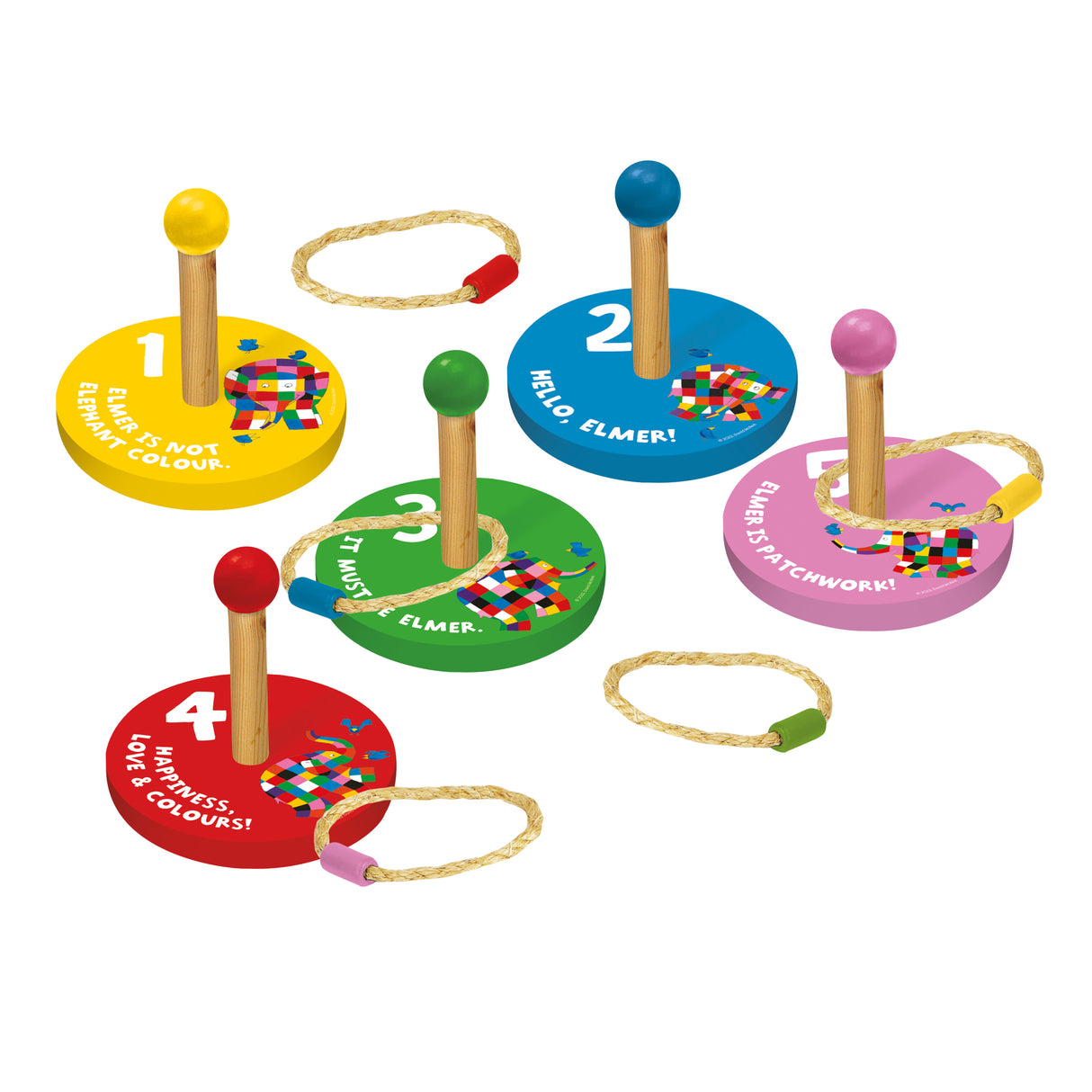 Elmer Children's Wooden Ring Toss Set - Fun For All The Family