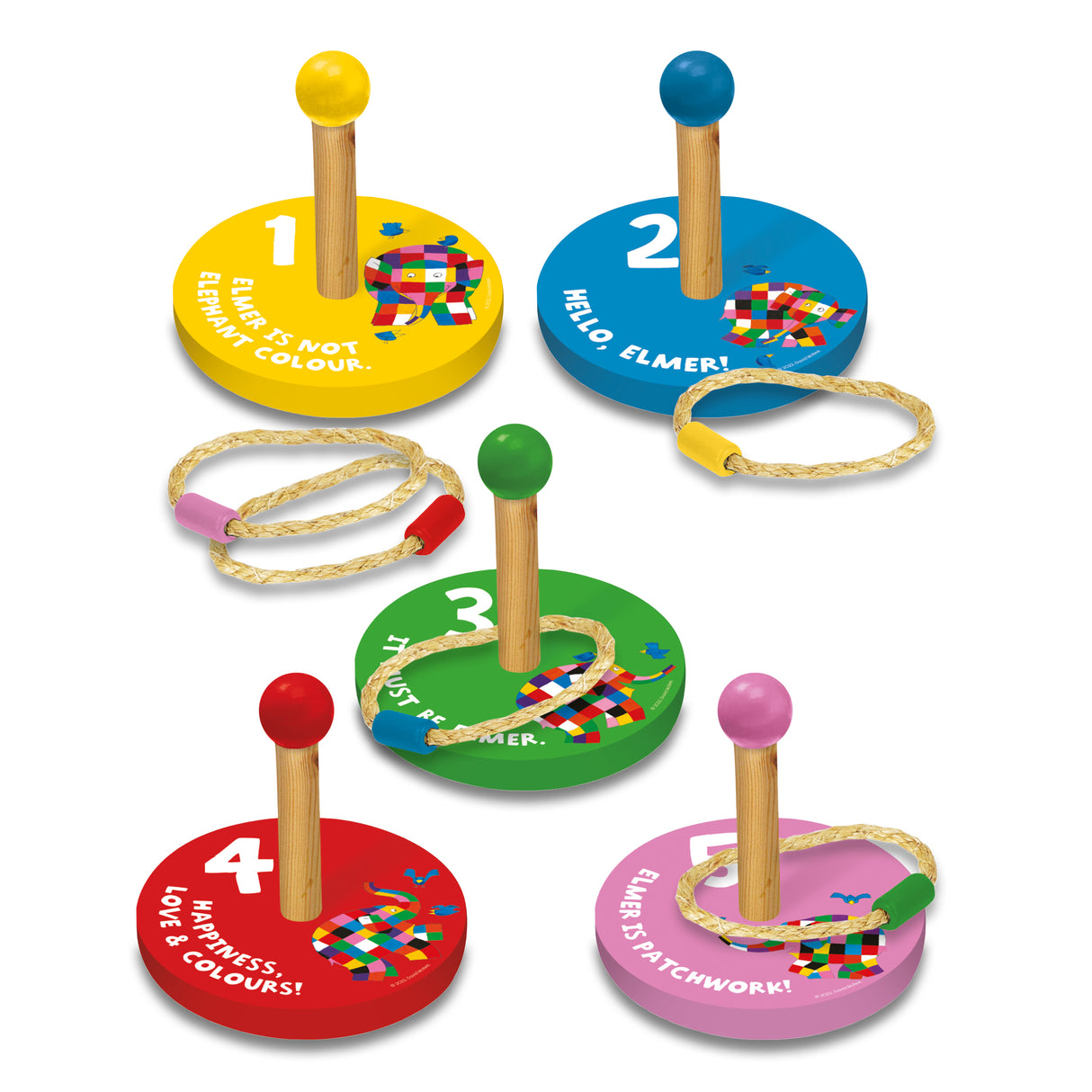 Elmer Children's Wooden Ring Toss Set - Fun For All The Family