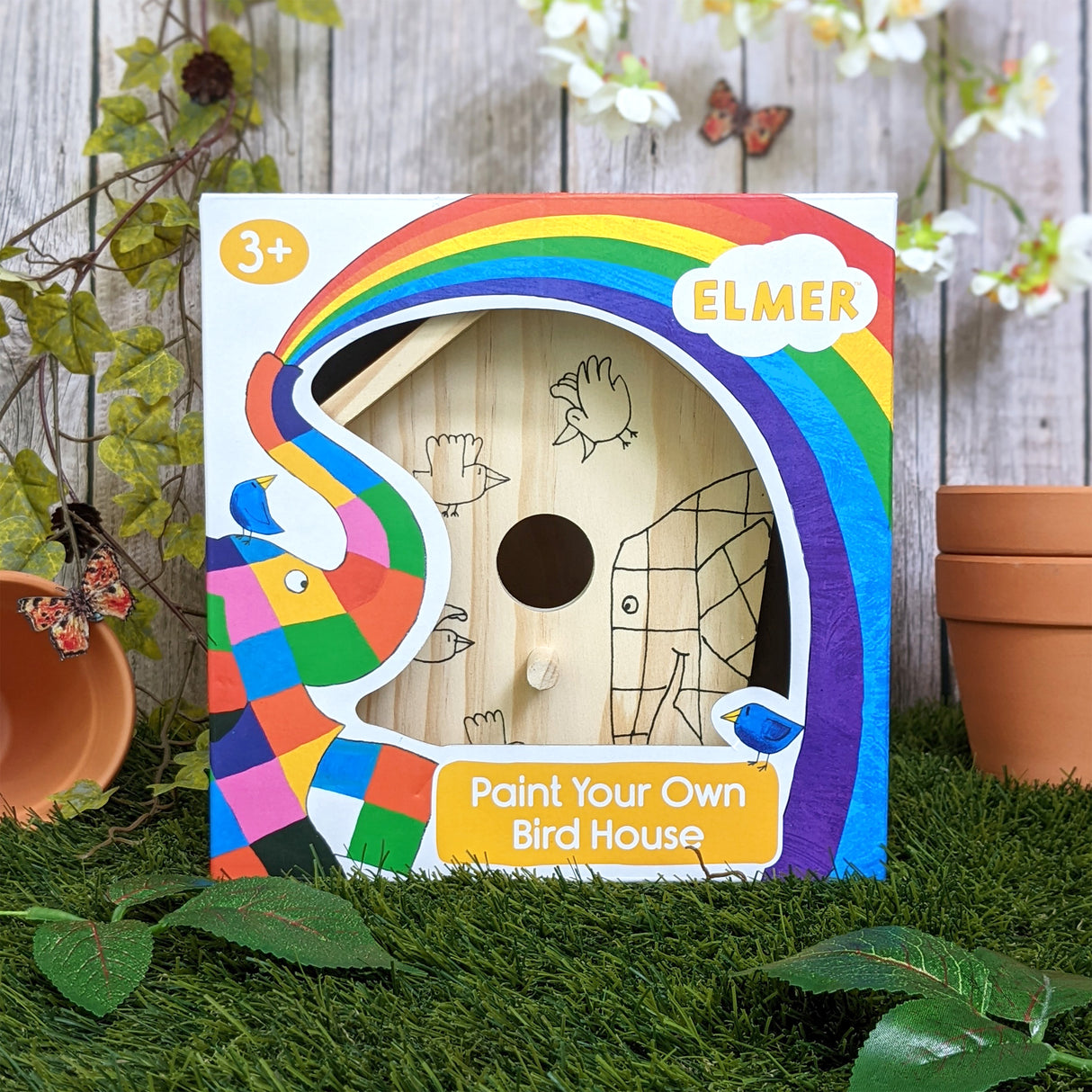 Elmer Paint Your Own Bird House - Children's Craft Kit with Paints