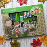 Percy The Park Keeper Children's 42 Piece Art Set - For Ages 3 to 8 Years - Includes Paints and Crayons