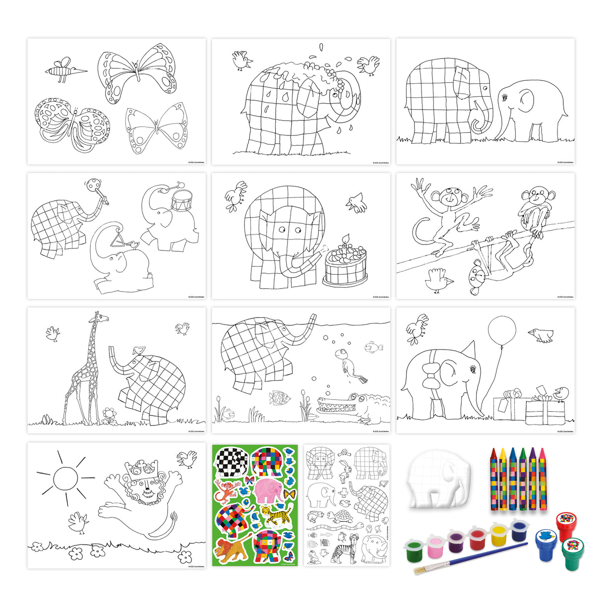 Elmer Children's Art Activity Set - Includes Paints, Crayons and Stickers