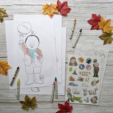 Percy The Park Keeper Children's Colouring Set - Includes Crayons and Stickers