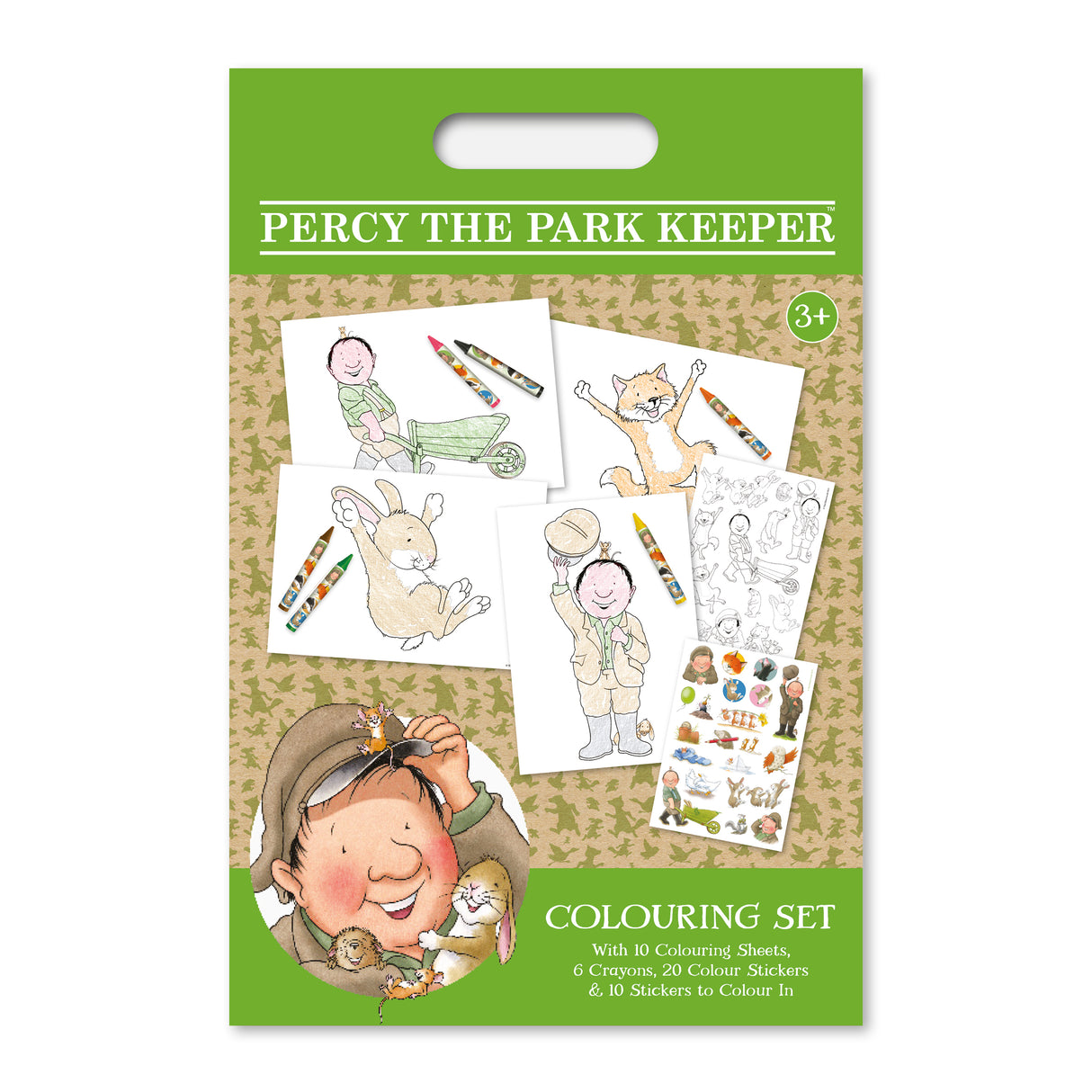 Percy The Park Keeper Children's Colouring Set - Includes Crayons and Stickers