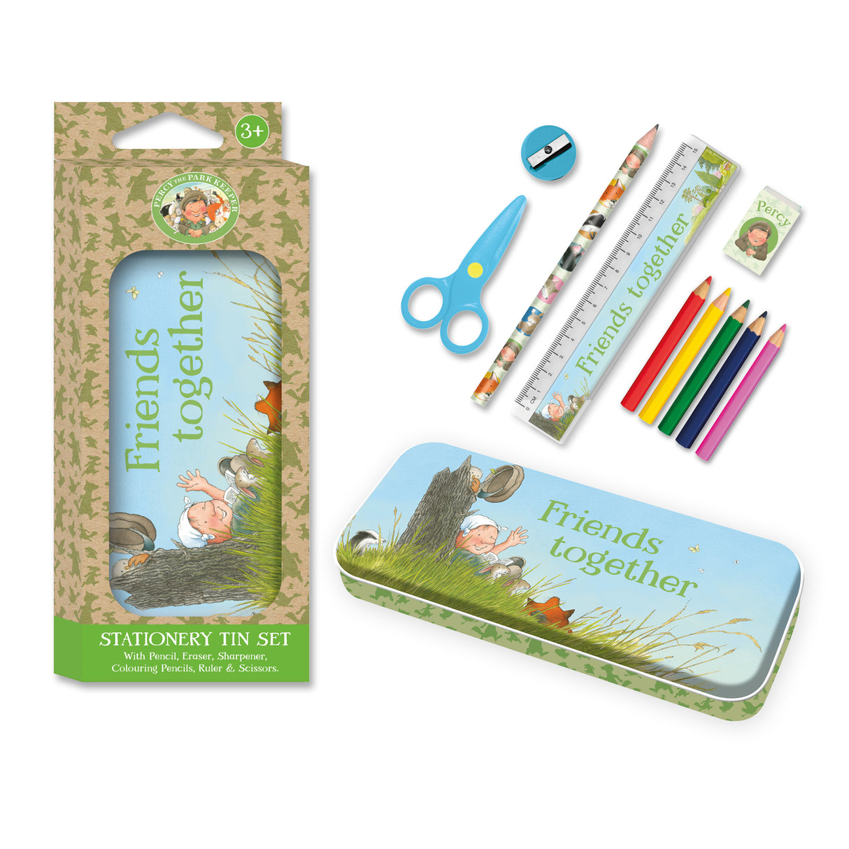 Percy The Park Keeper Children’s Stationery Tin Set - First School Stationery Set For Ages 3 and Upward