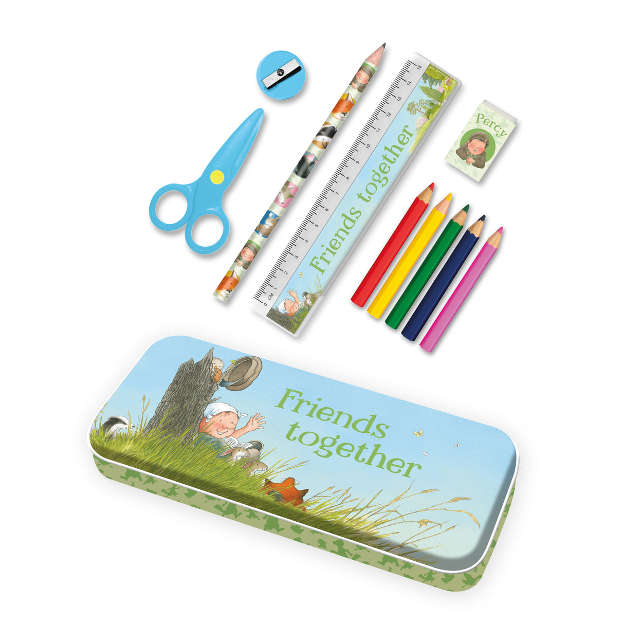 Percy The Park Keeper Children’s Stationery Tin Set - First School Stationery Set For Ages 3 and Upward