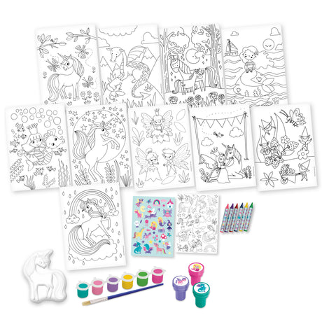 Magical Creatures Children's Art Activity Set - Includes Paints, Crayons and Stickers