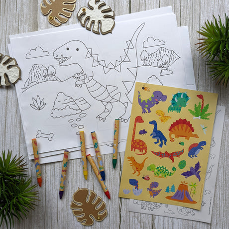 Dinosaurs Children's Colouring Set - Includes Crayons and Stickers